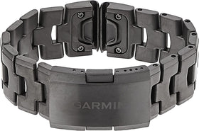 Garmin QuickFit 22 vented titanium bracelet enables quick swaps and breathable wear.