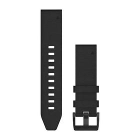 Garmin QuickFit 22 black leather watch band, elegant look with tool-free switching.