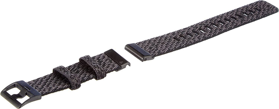 Garmin QuickFit 22 band in Heathered Black Nylon showing easy, secure interchange
