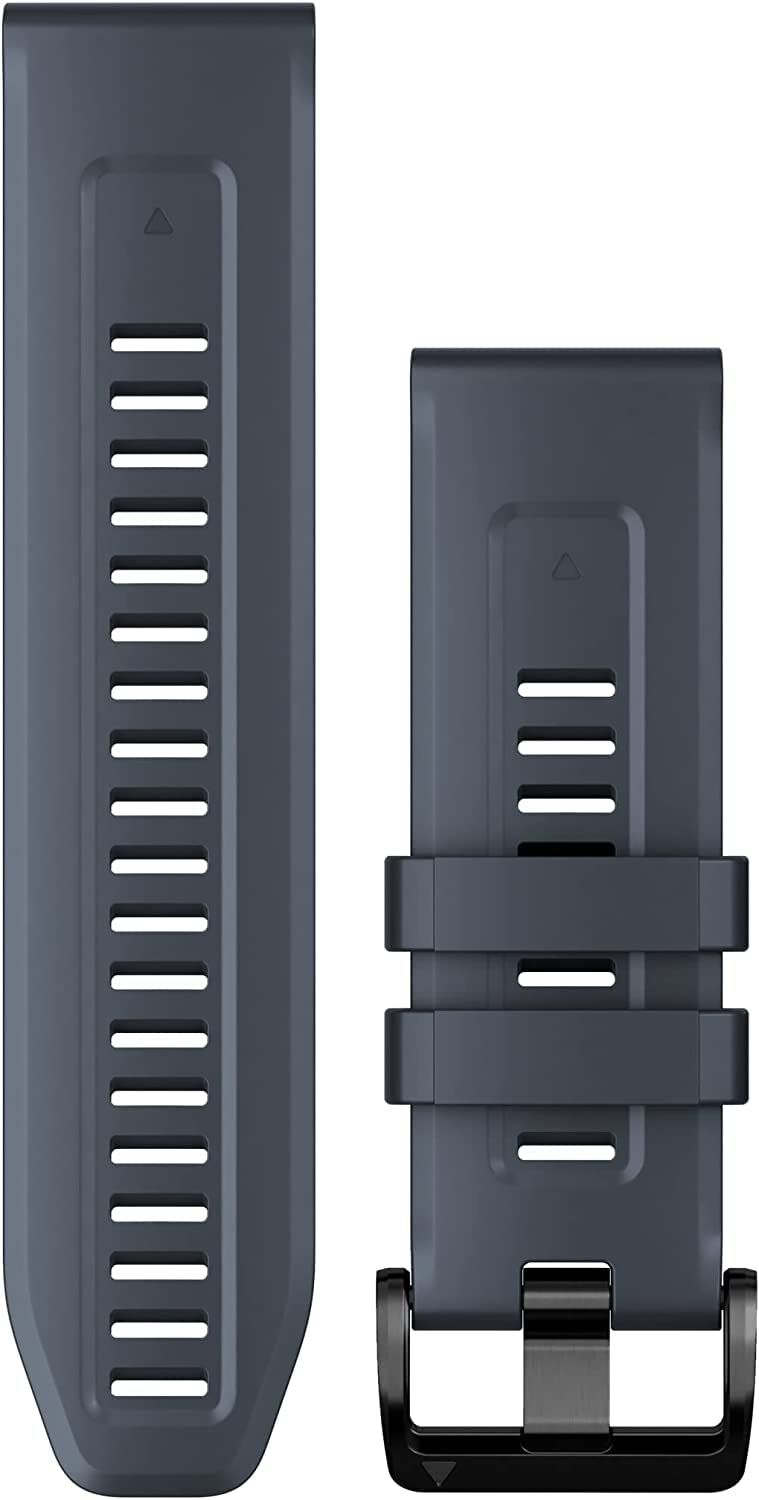 Garmin QuickFit 26 granite blue band front view shows color and fit benefit