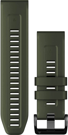 Garmin moss silicone band front view showing smooth texture and comfortable fit