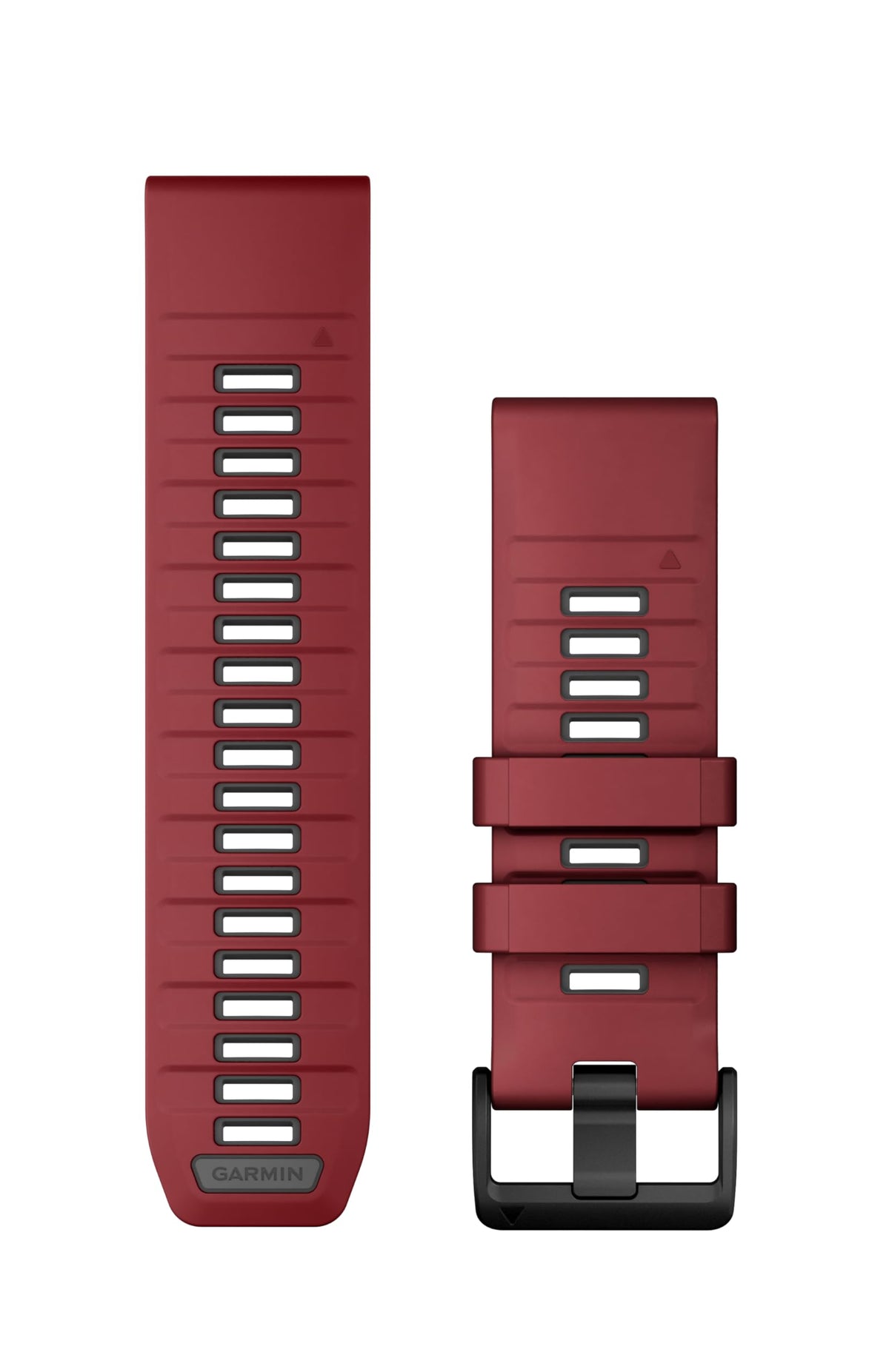 Garmin QuickFit front view showing marsala silicone and graphite buckle for versatile style