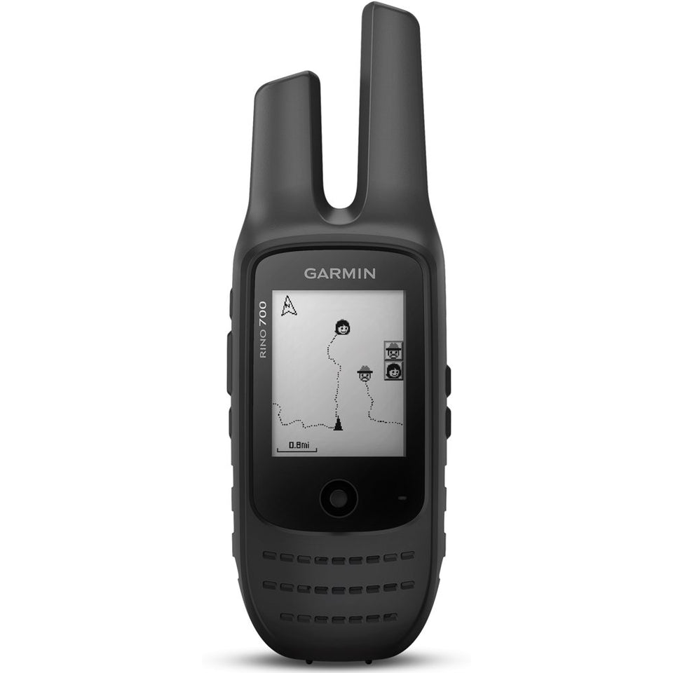Garmin Rino 700 front view; rugged for outdoor navigation and comms.