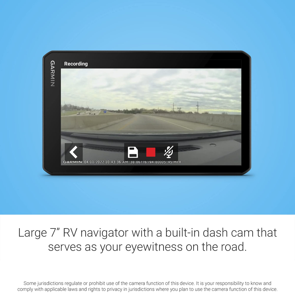 Garmin RV Cam 795 custom RV routing adapts to rig size and weight