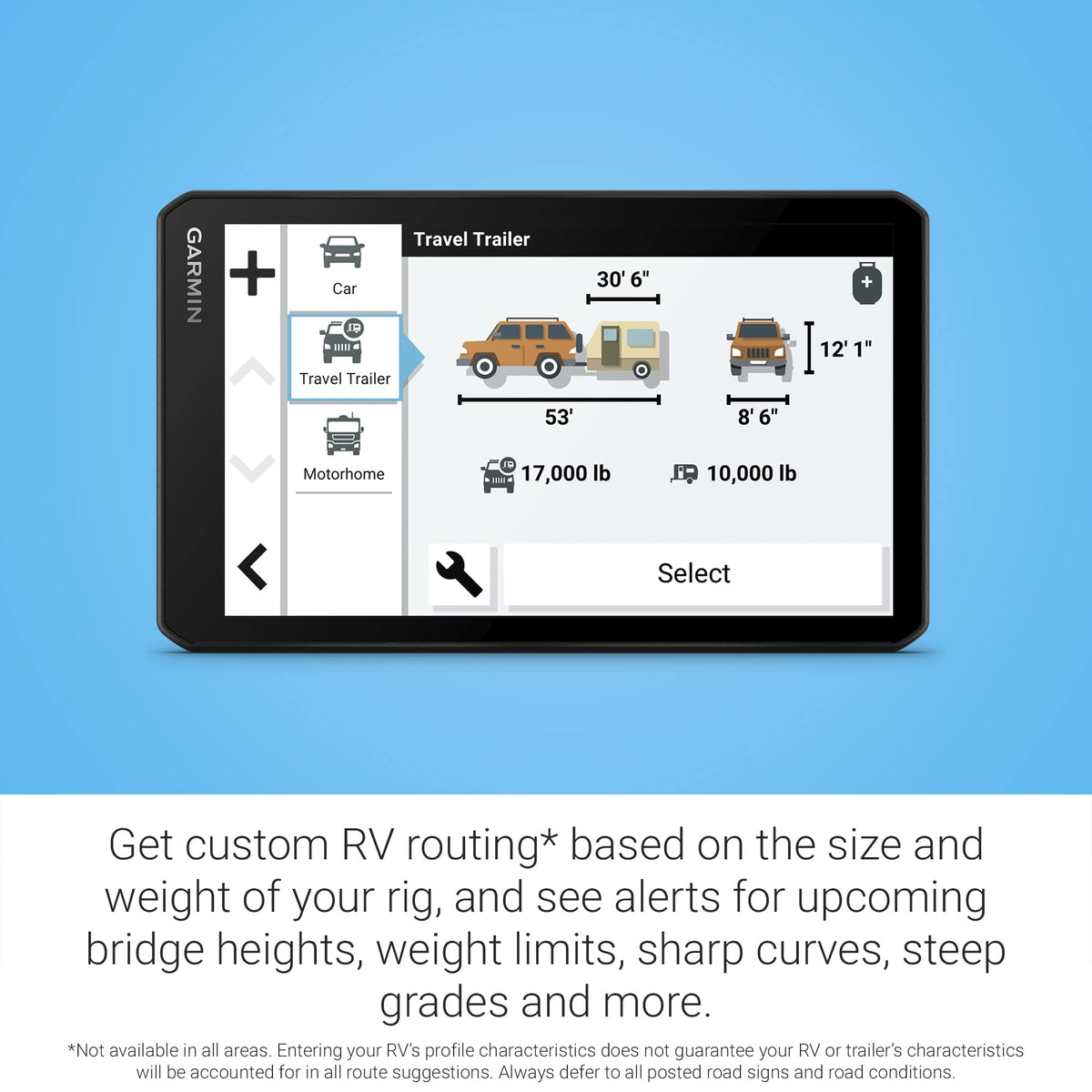 Garmin RV Cam 795 voice assist enables hands-free destination entry