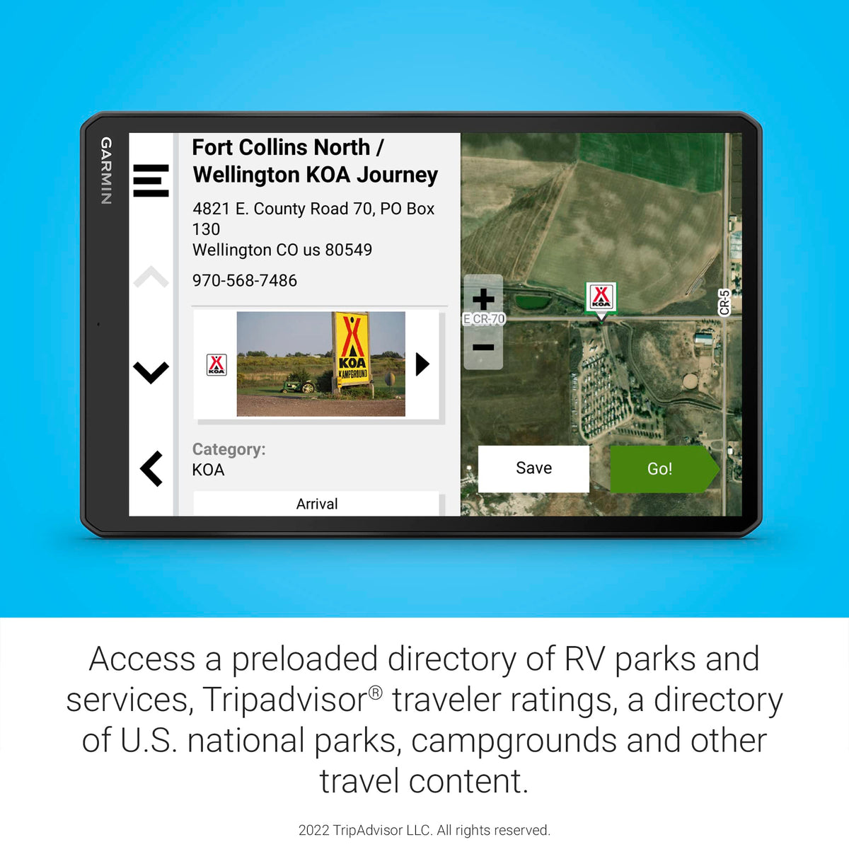 Garmin RV 1095 trip overview with weather ahead when paired with Garmin Drive app