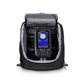 Garmin Striker Plus 4 ice bundle display with GPS and hotspot navigation.