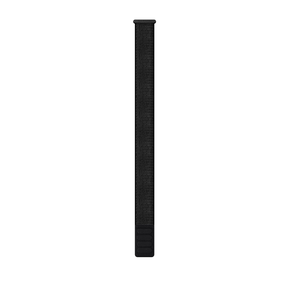 Garmin UltraFit front view showing full black strap and clasp benefit: clean look