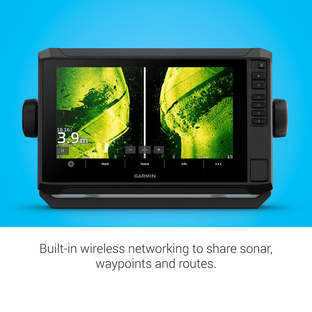 Built‑in Wi‑Fi to share sonar, waypoints, and routes across devices