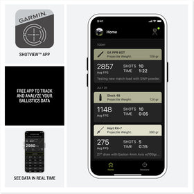 Garmin Xero C2 ShotView app interface for recording results and deviations.