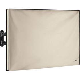 Garnetics front view of 65 inch cover protecting outdoor TV showing neat fit