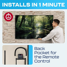 Garnetics cover in use on patio mount protecting TV during light rain