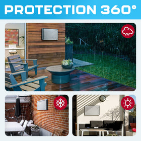 Garnetics Outdoor TV Cover 24 Inch Smart Shield detail highlights screen protection.