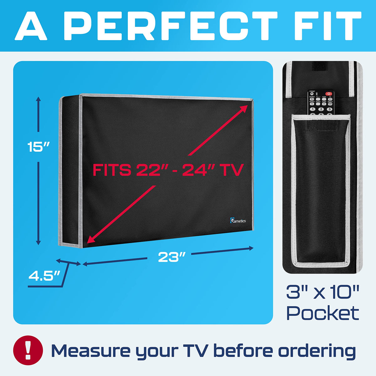 Garnetics Outdoor TV Cover interior PVC coating protects against moisture and elements.