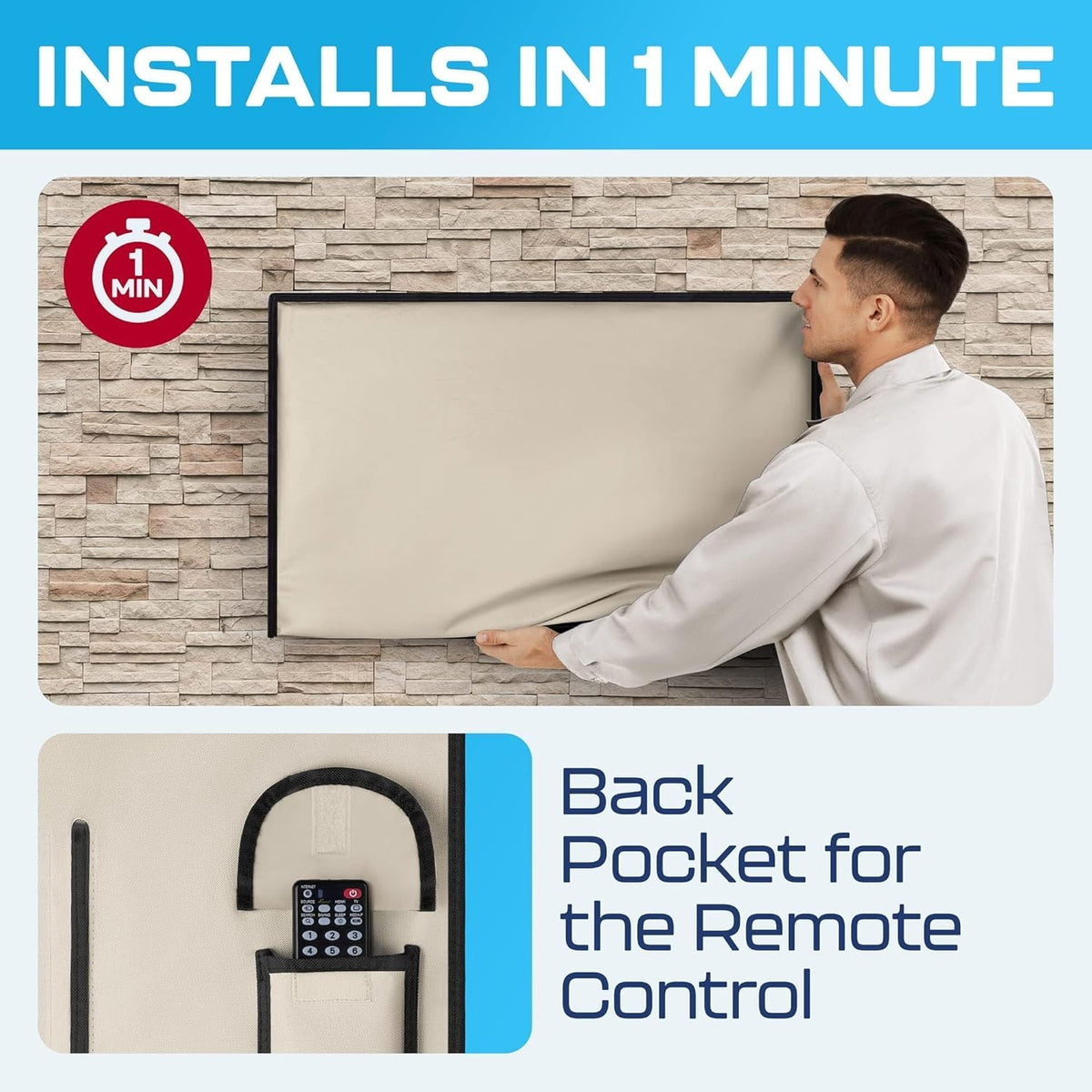 Garnetics storage pocket detail holding remote for easy access