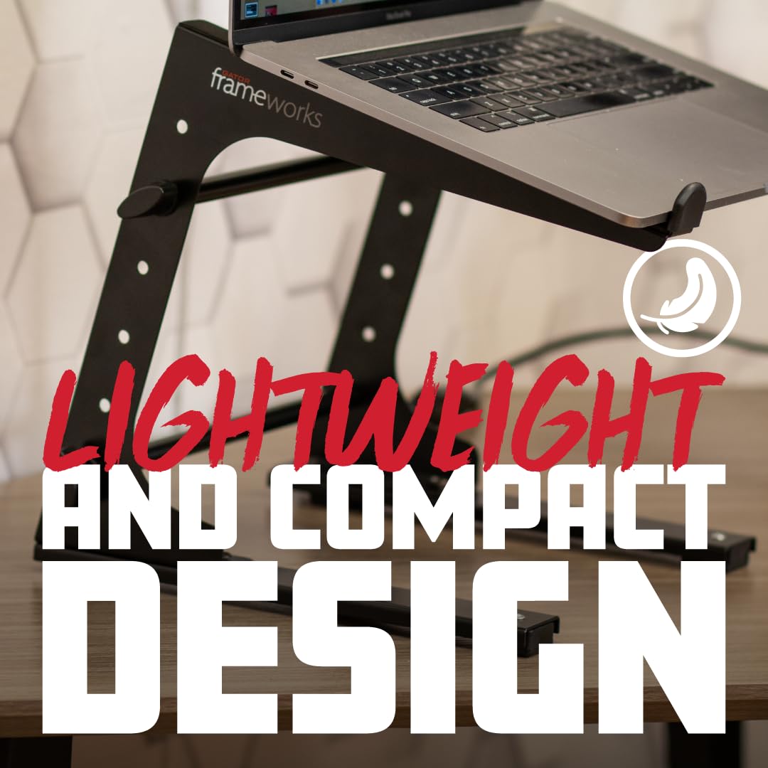 Gator Frameworks stand on a table with non-slip feet gripping the surface