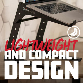 Gator Frameworks stand on a table with non-slip feet gripping the surface