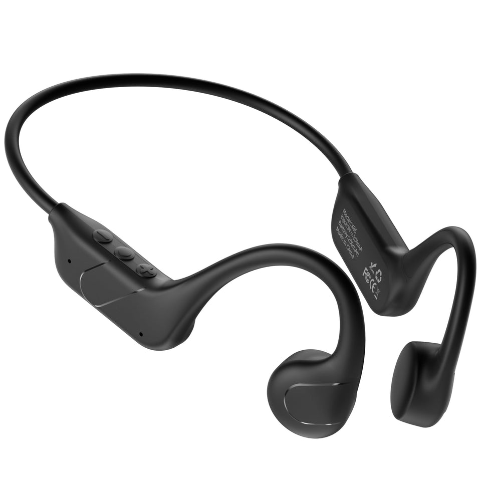 Gavhaio front view of headphones showing open-ear design and secure fit benefits