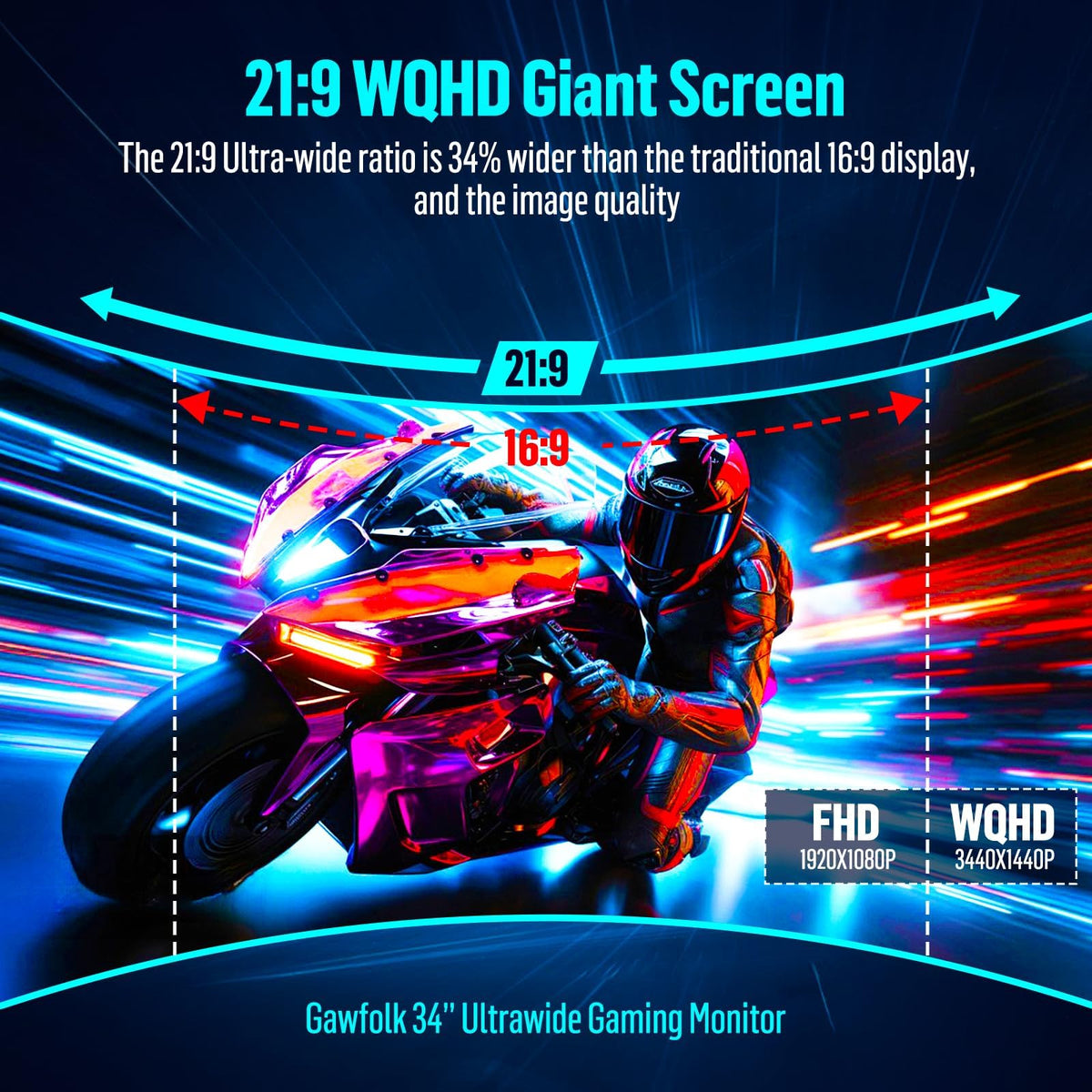 Gawfolk 1500R curvature draws you into scenes for immersive work and entertainment