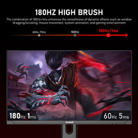 Gawfolk 180Hz gaming monitor offers ultra-smooth motion for responsive play.