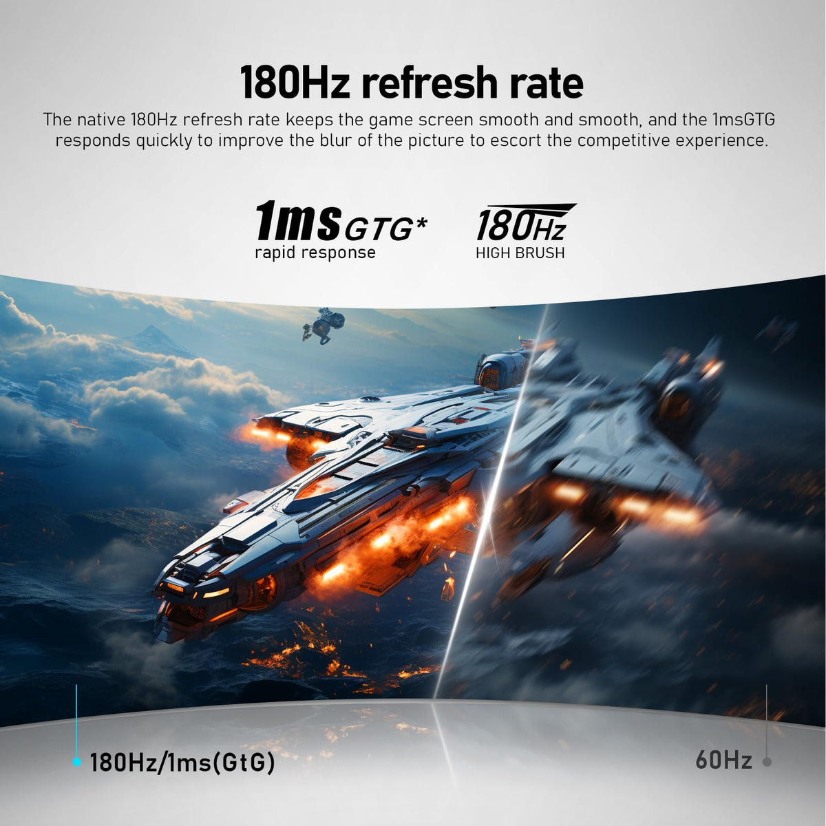 Gawfolk 180Hz refresh rate enables smooth motion in fast-paced action