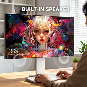 Gawfolk 27-inch monitor connectivity with HDMI, DP, Type-C, USB-B and USB-A.