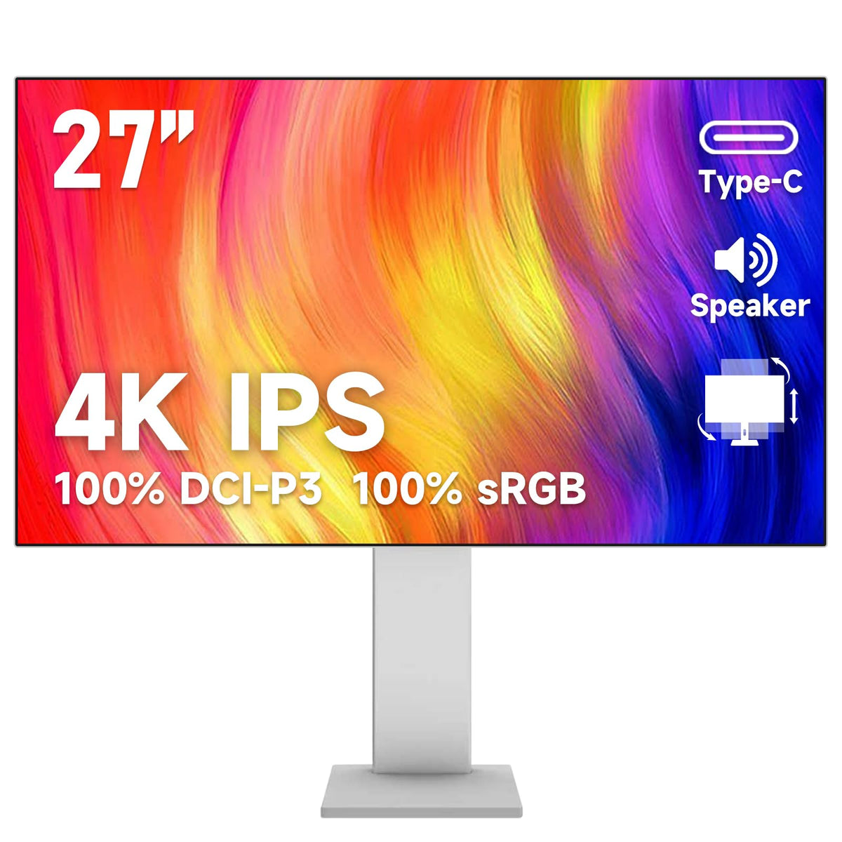 Gawfolk 27-inch monitor front view highlighting 4K IPS panel and vivid colors.