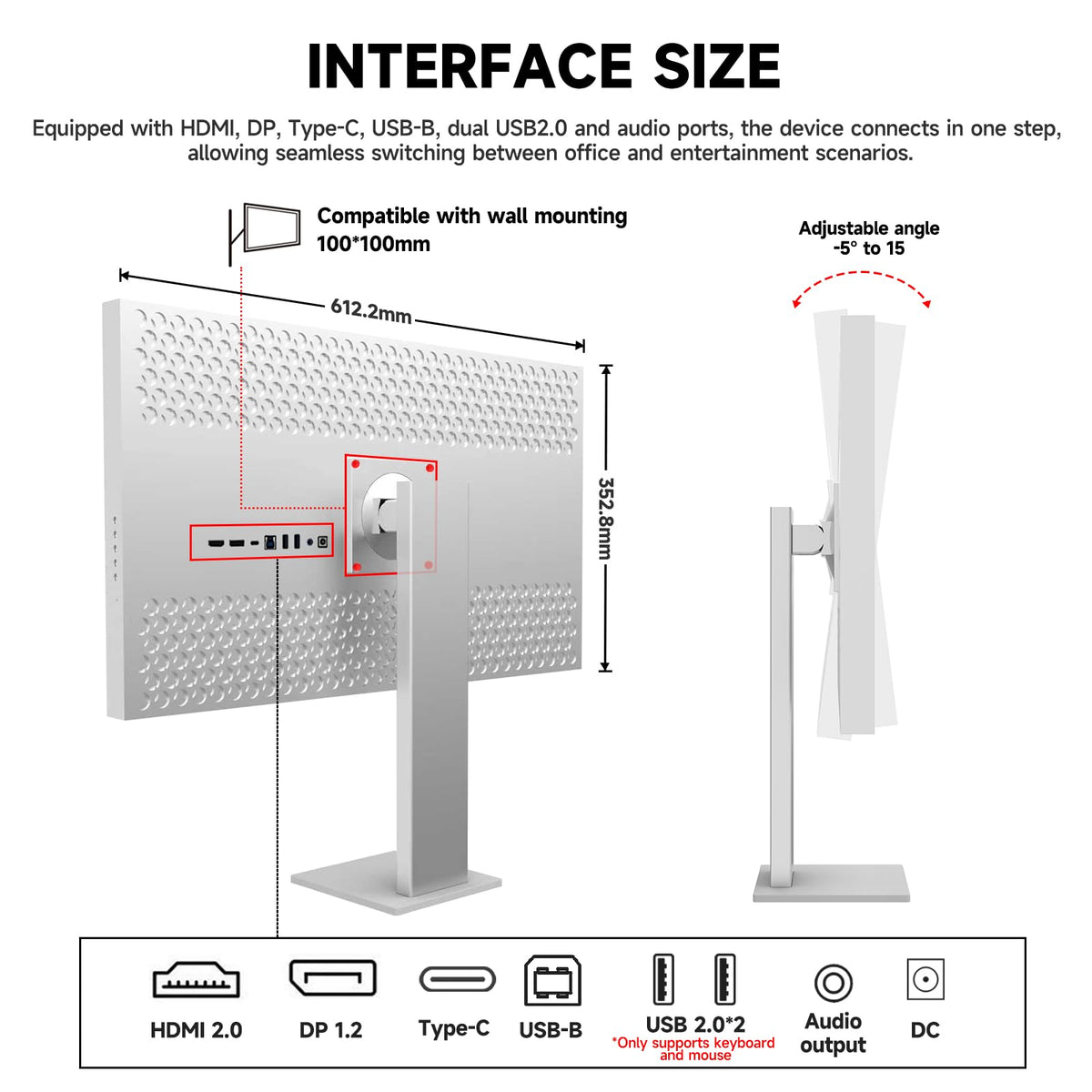 Gawfolk 27-inch monitor height-adjustment feature for customized comfort.