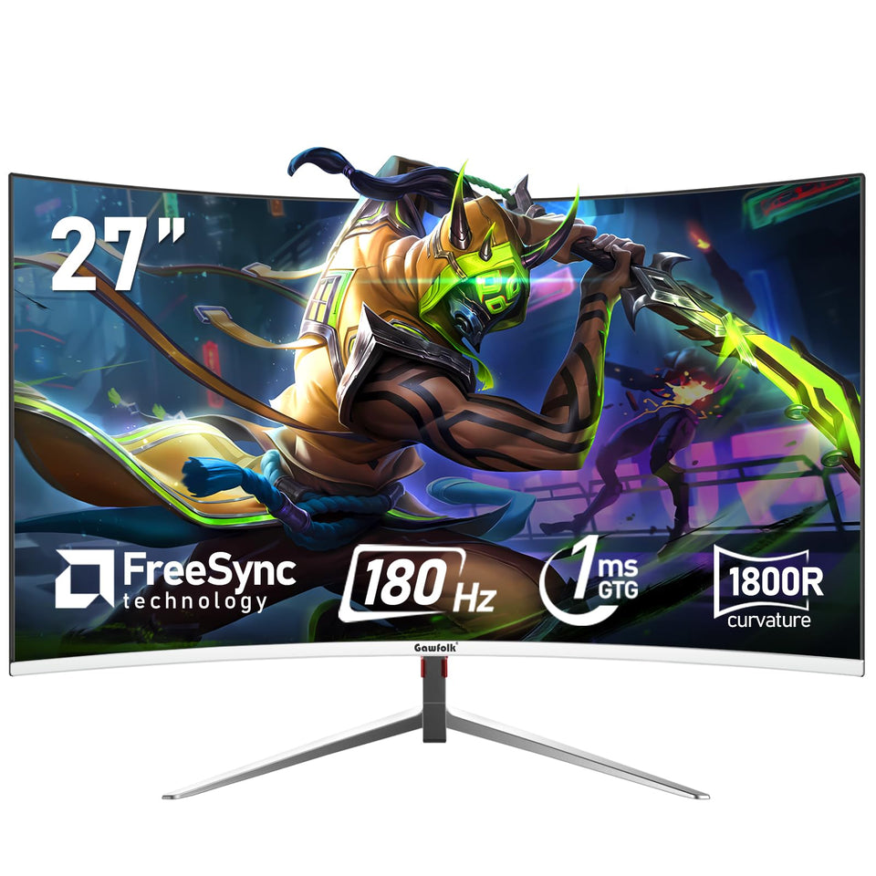 Gawfolk 27-inch curved gaming monitor with immersive arc viewing for engrossing gameplay