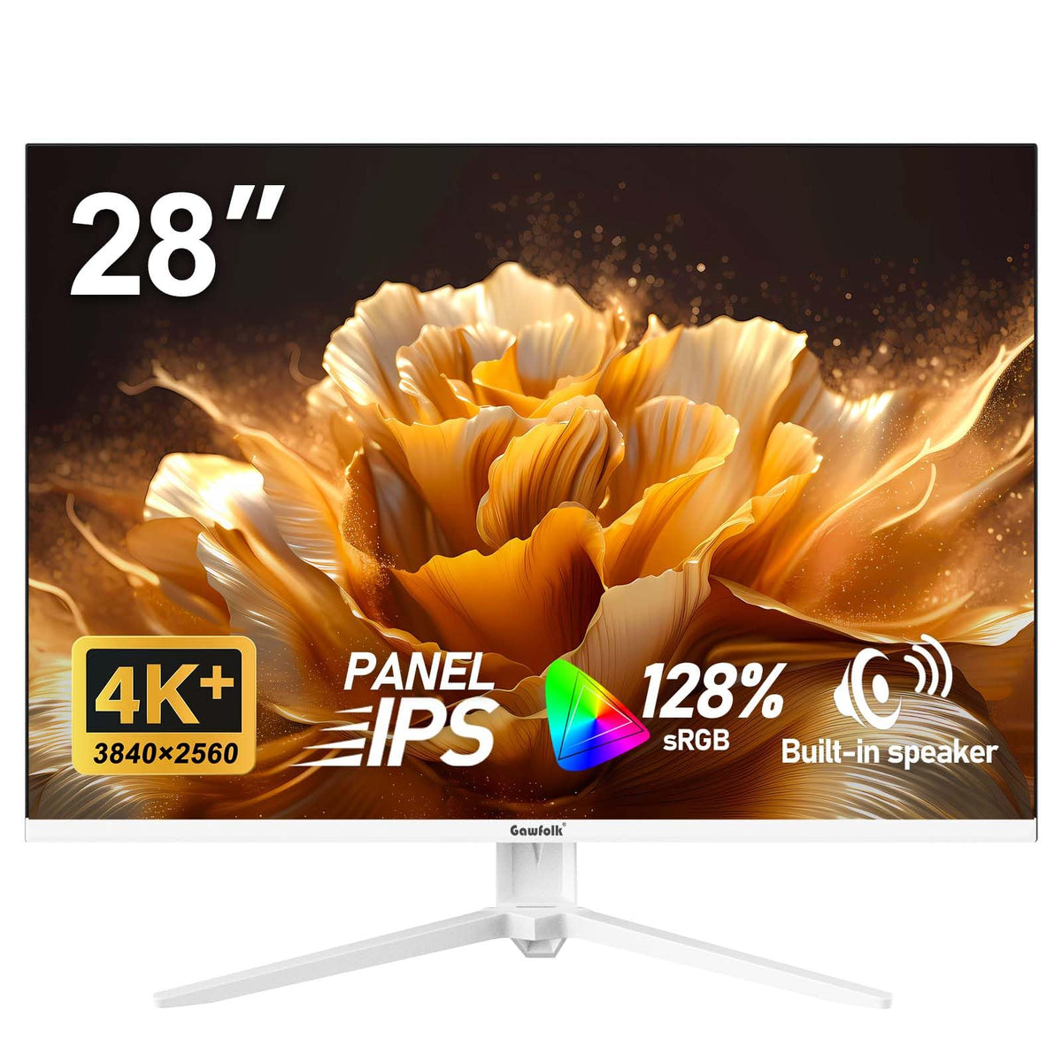 Gawfolk 28-inch UHD monitor front view for multitasking and sharp detail.