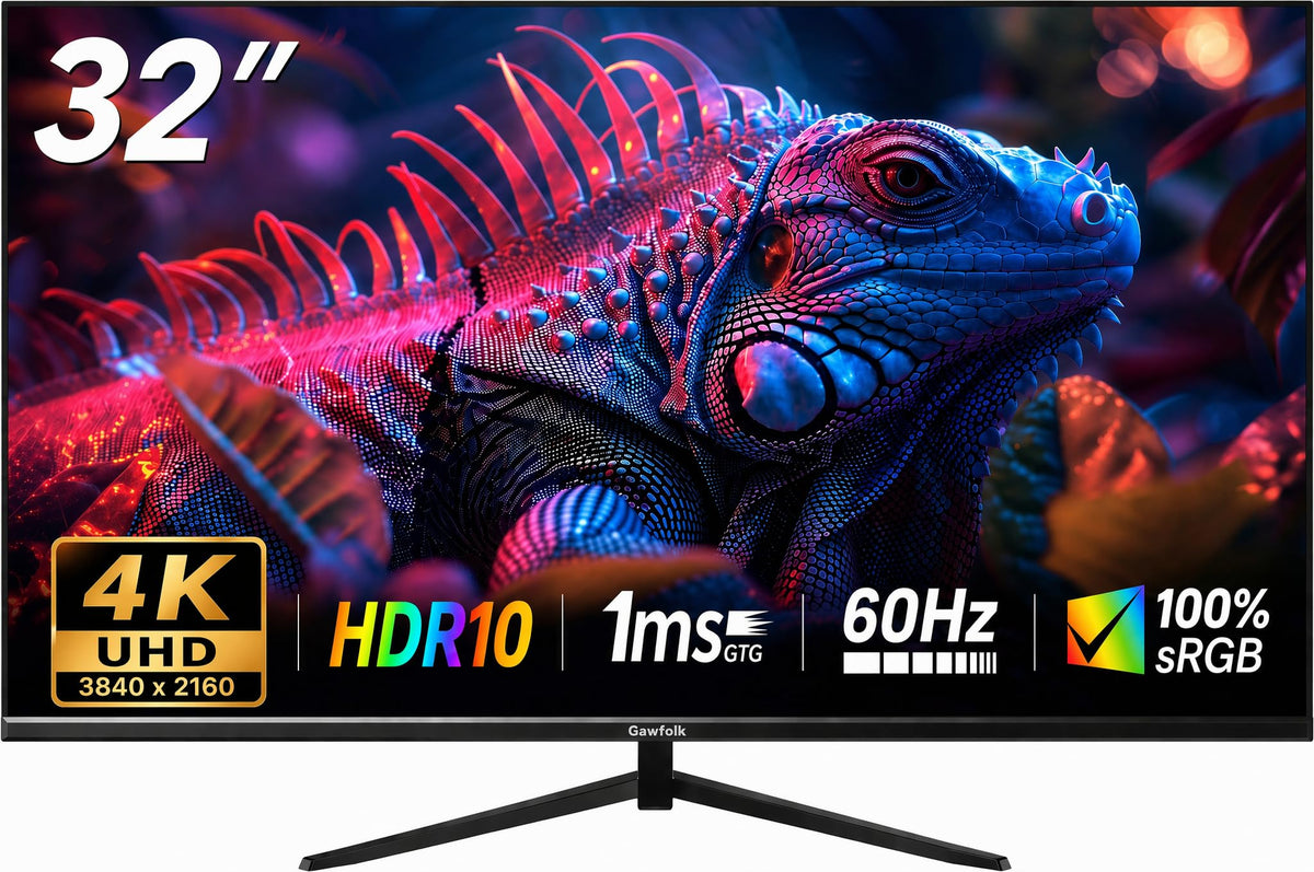 Gawfolk 32-inch 4K monitor front view for crisp design work.