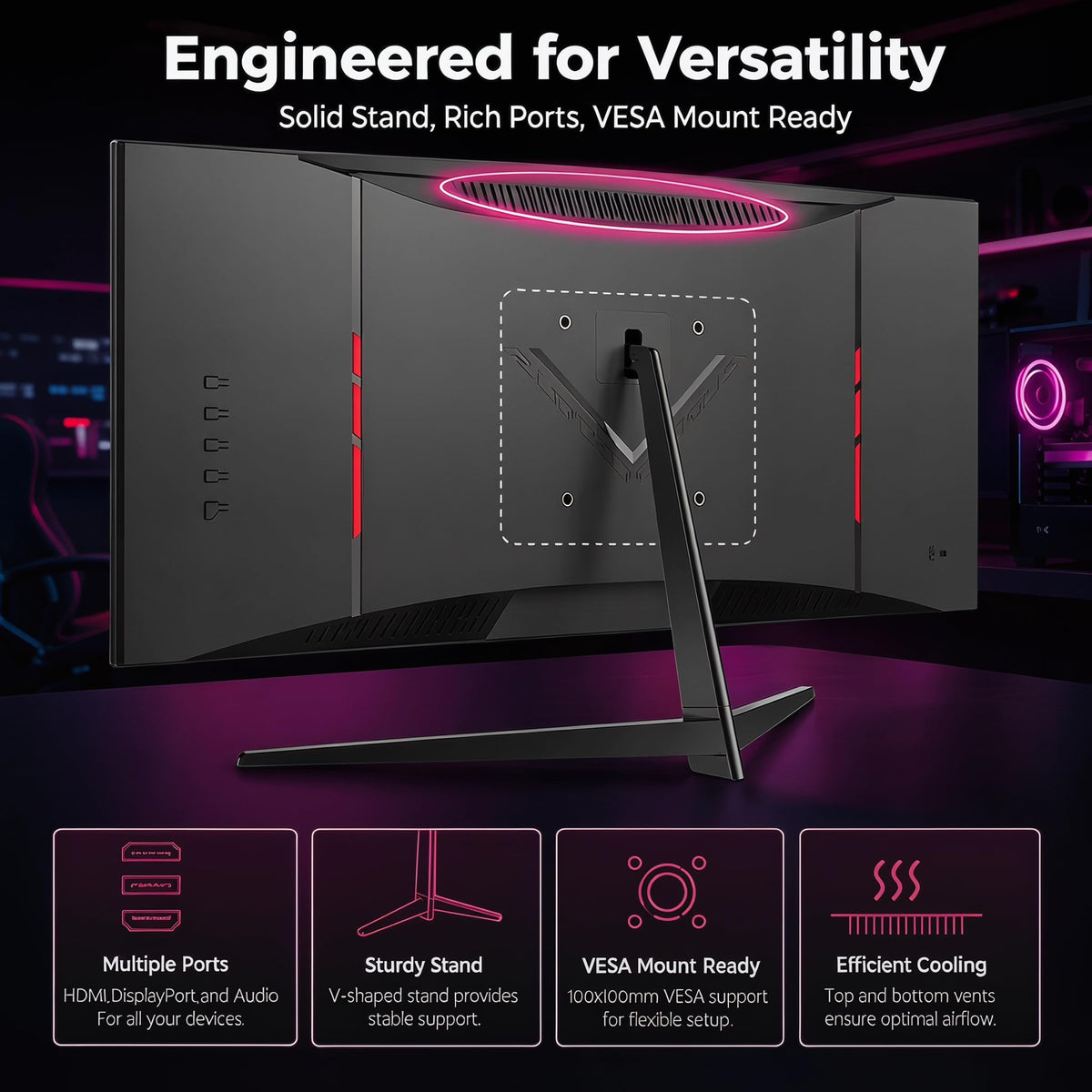 Gawfolk 32-inch monitor wide viewing angles stay consistent in any seat.