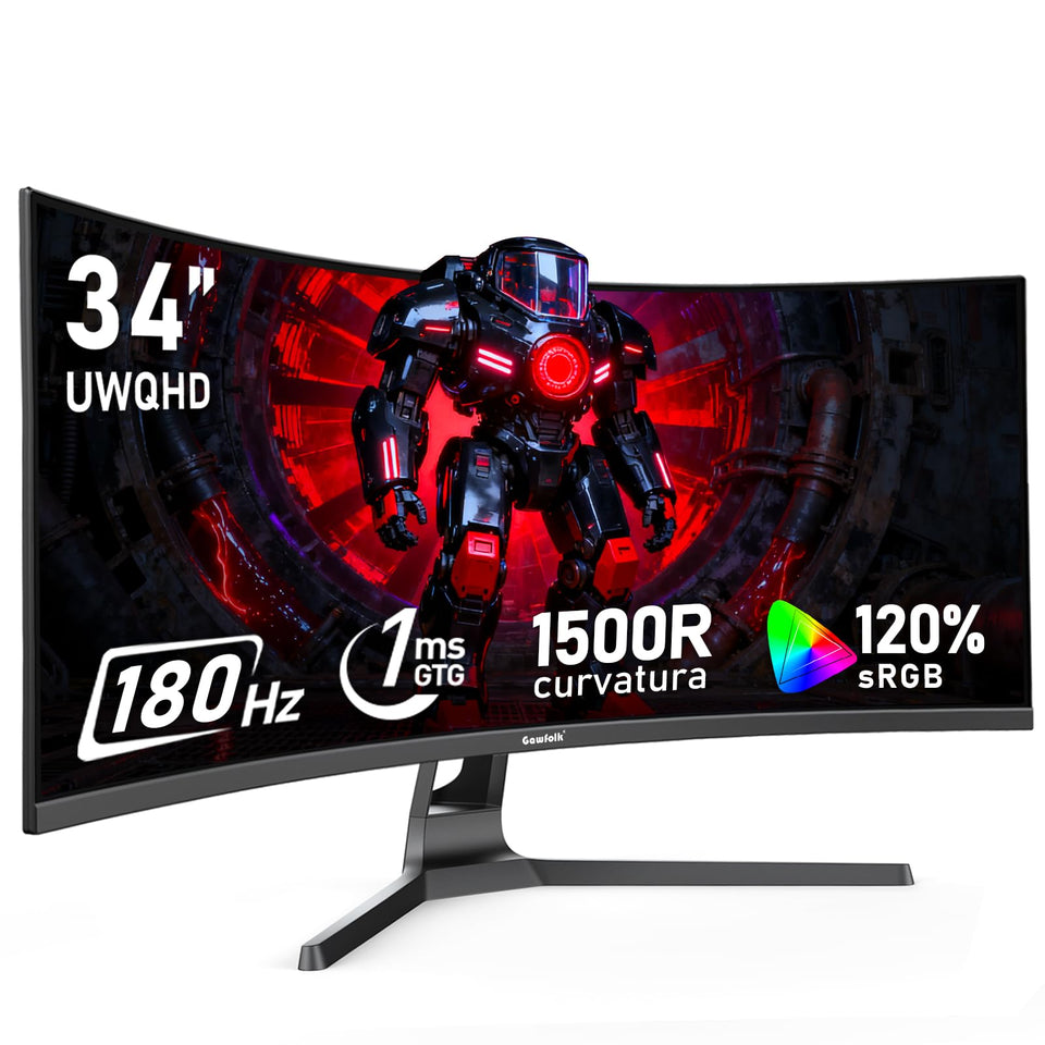 Gawfolk 34-inch ultrawide curved monitor front view showing immersive 21:9 workspace.