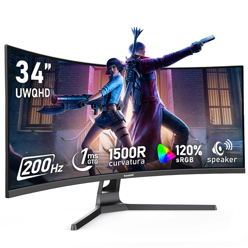 Gawfolk 34-inch ultrawide curved display for immersive gaming and productivity