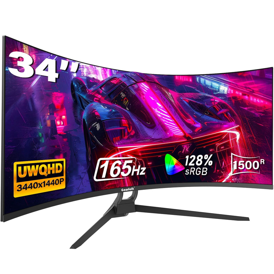 Gawfolk 34-inch ultrawide curved monitor with panoramic view for immersion