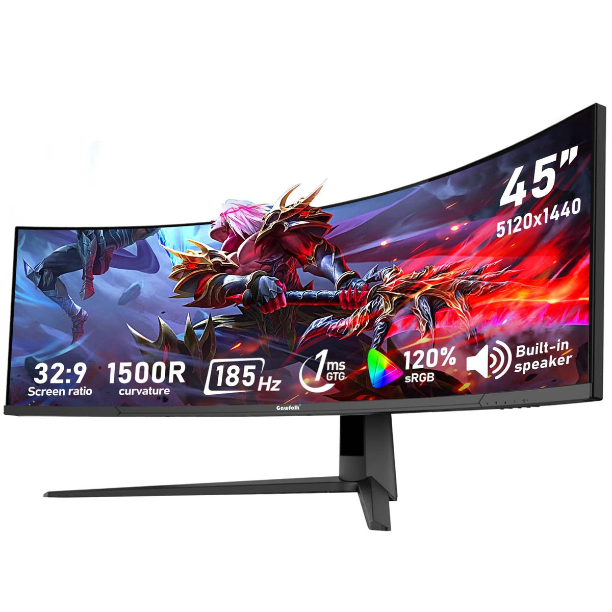 Gawfolk 45-inch ultra-wide monitor front view for immersive gaming