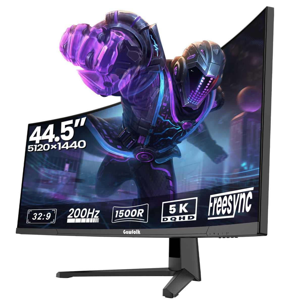Gawfolk curved-arc display emphasizes 1500R curvature for comfortable long sessions