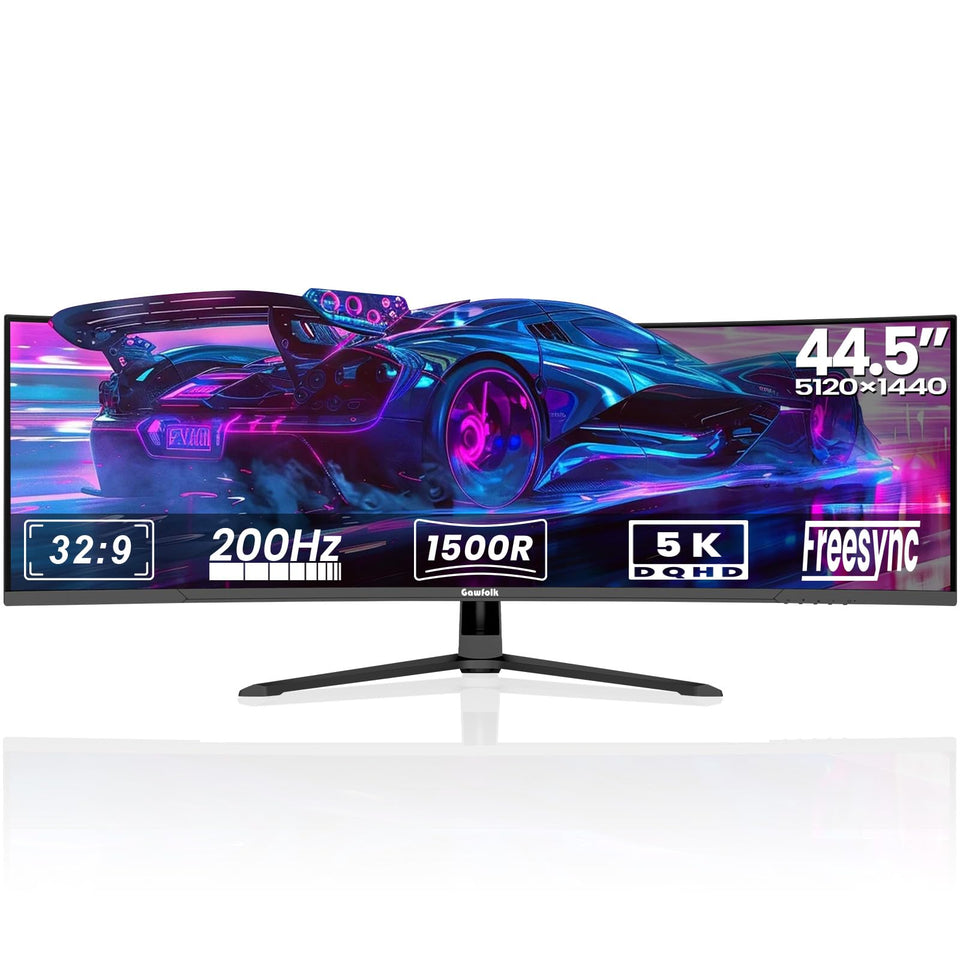 Gawfolk 45-inch ultrawide monitor front view for expansive multitasking workspace