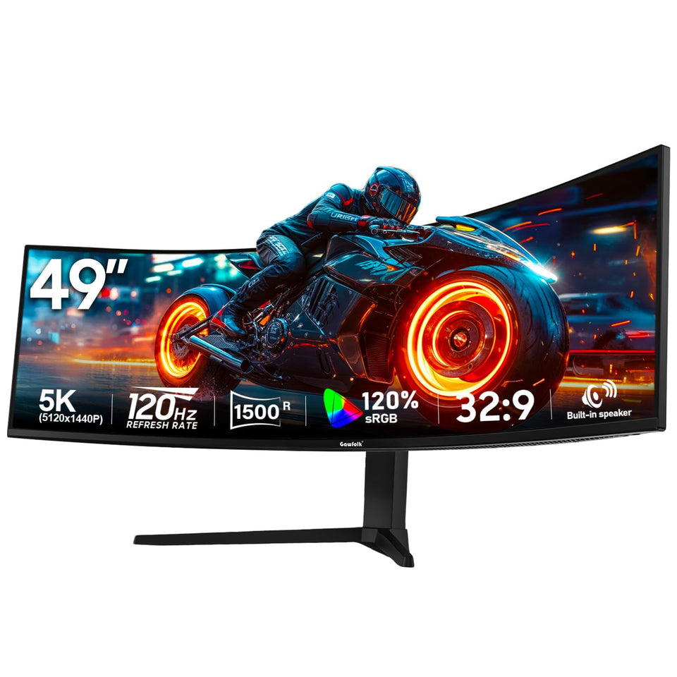 Gawfolk 49-inch curved monitor ultrawide enhances productivity and gaming with immersive visuals.