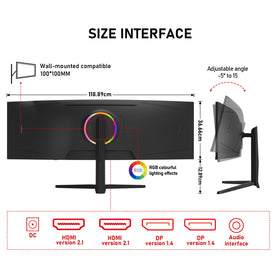 Gawfolk 49-inch work and gaming setup on a single expansive screen.