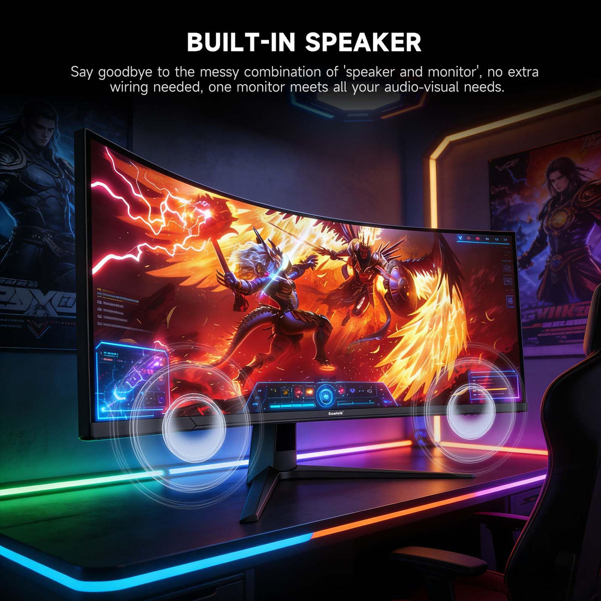Gawfolk dual HDMI 2.1 and DP1.4 ports enable seamless multi-device setup.
