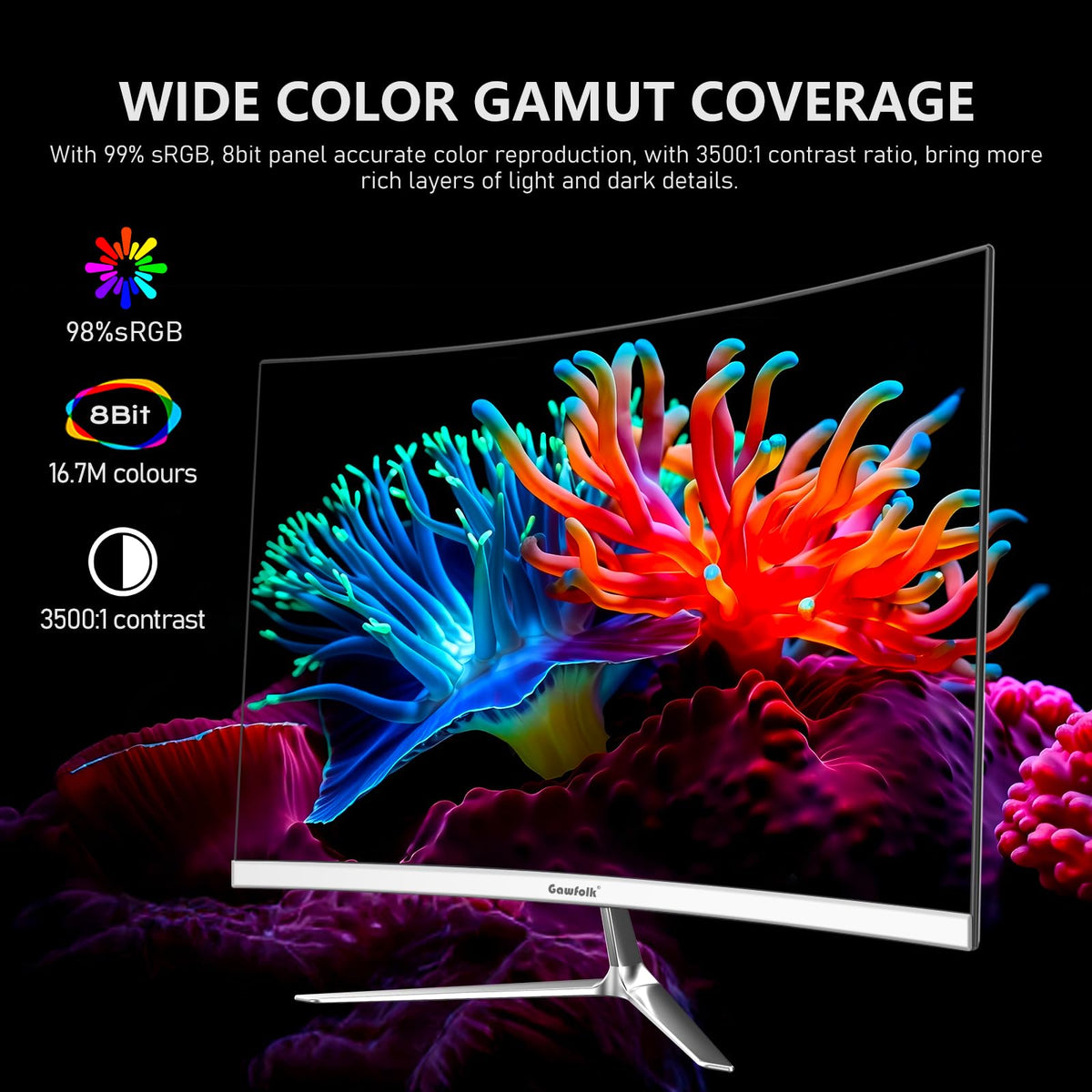Gawfolk 3000R curved immersion for immersive viewing during games