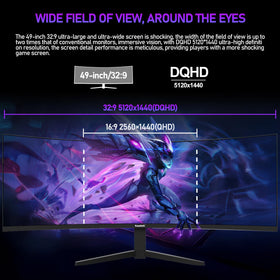 Gawfolk DQHD ultrawide 5120x1440 delivers sharp screen detail and wide work surfaces.