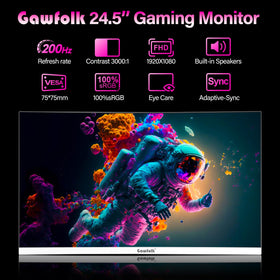 Gawfolk frameless white monitor highlights sleek desk-friendly design