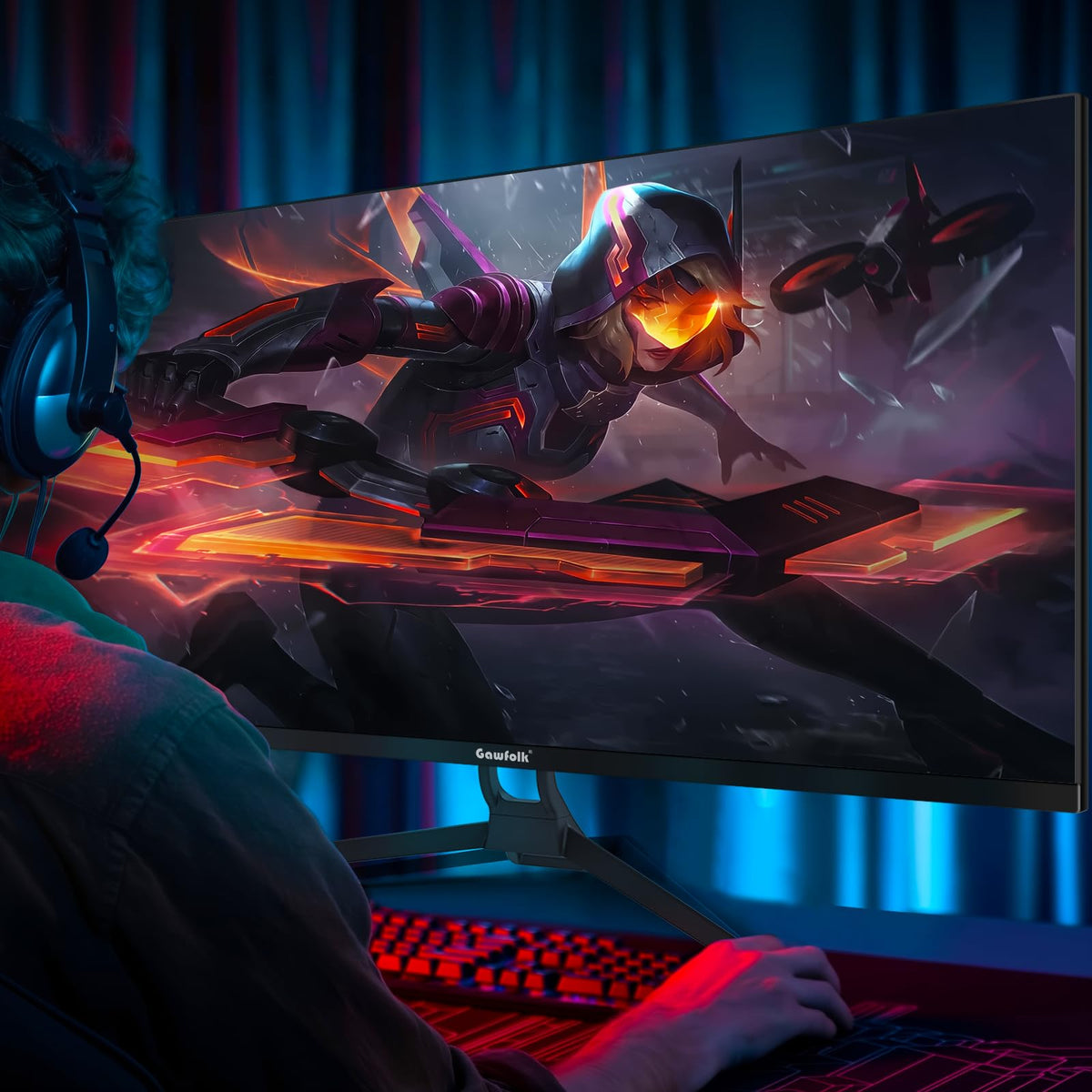 Gawfolk monitor includes HDMI and DisplayPort for versatile connections.