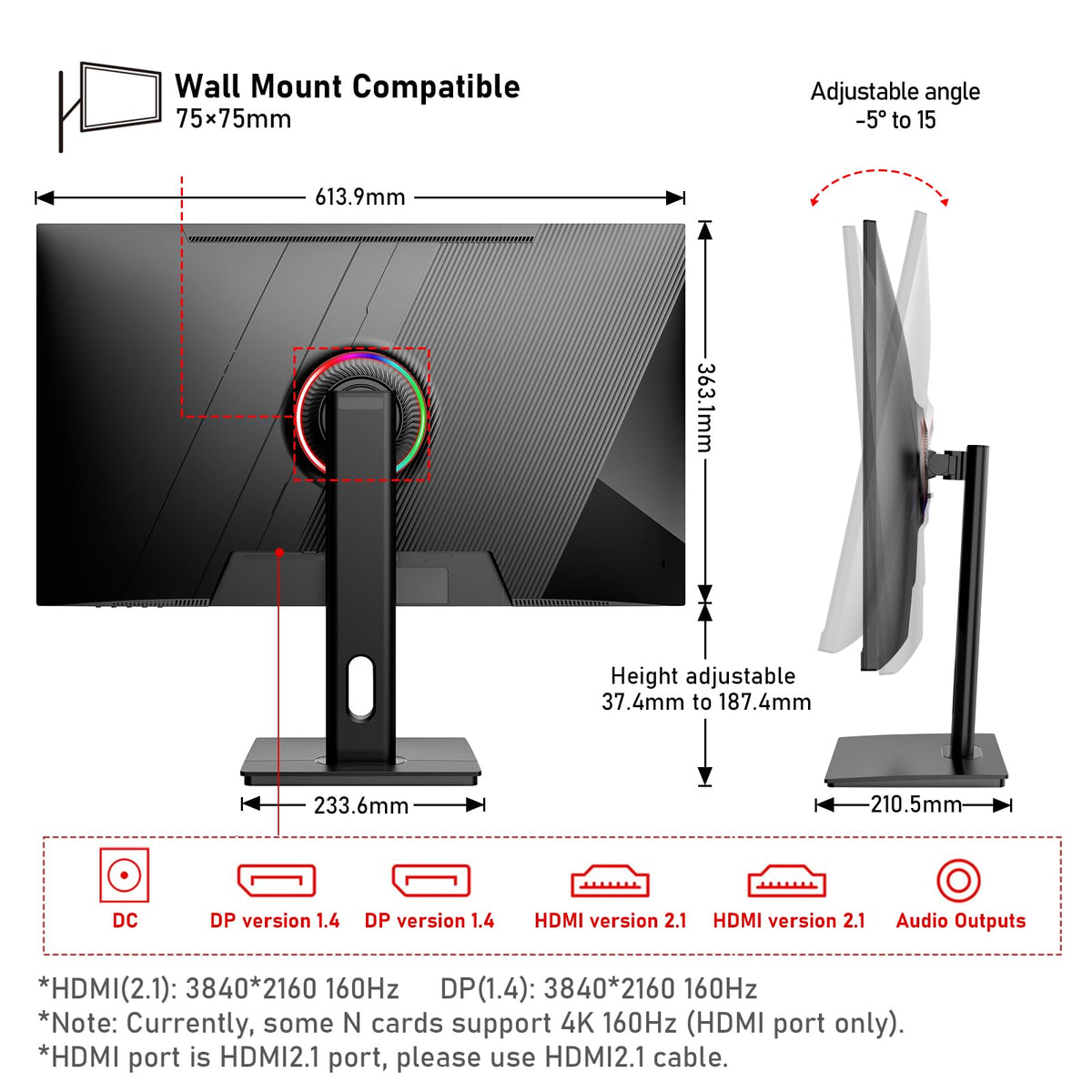 Gawfolk HDMI 2.1 and DisplayPort ensure high bandwidth visuals