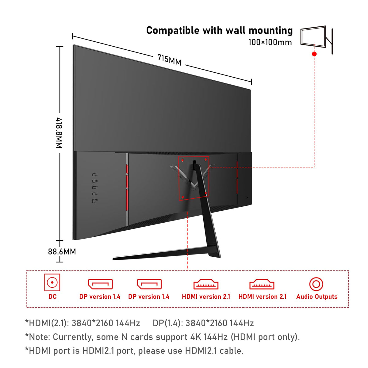 Gawfolk HDMI 2.1 and DisplayPort offer flexible, future-ready connectivity.