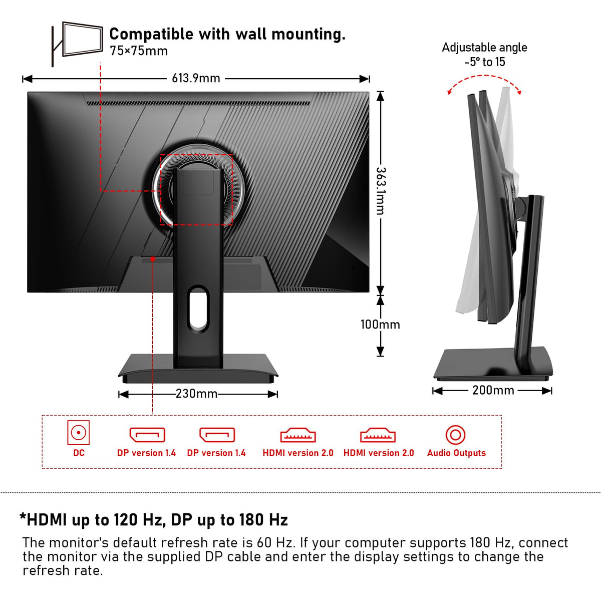 Gawfolk HDMI 2.0 and DisplayPort 1.4 connectivity for flexible setup.