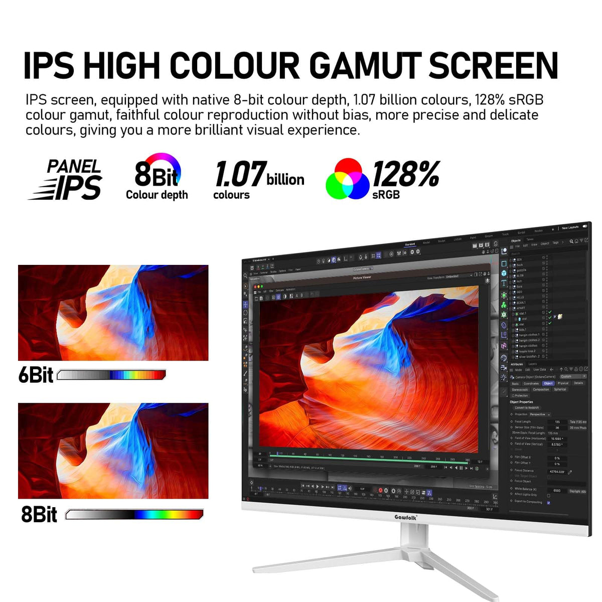Gawfolk IPS panel showing wide viewing angle for documents.
