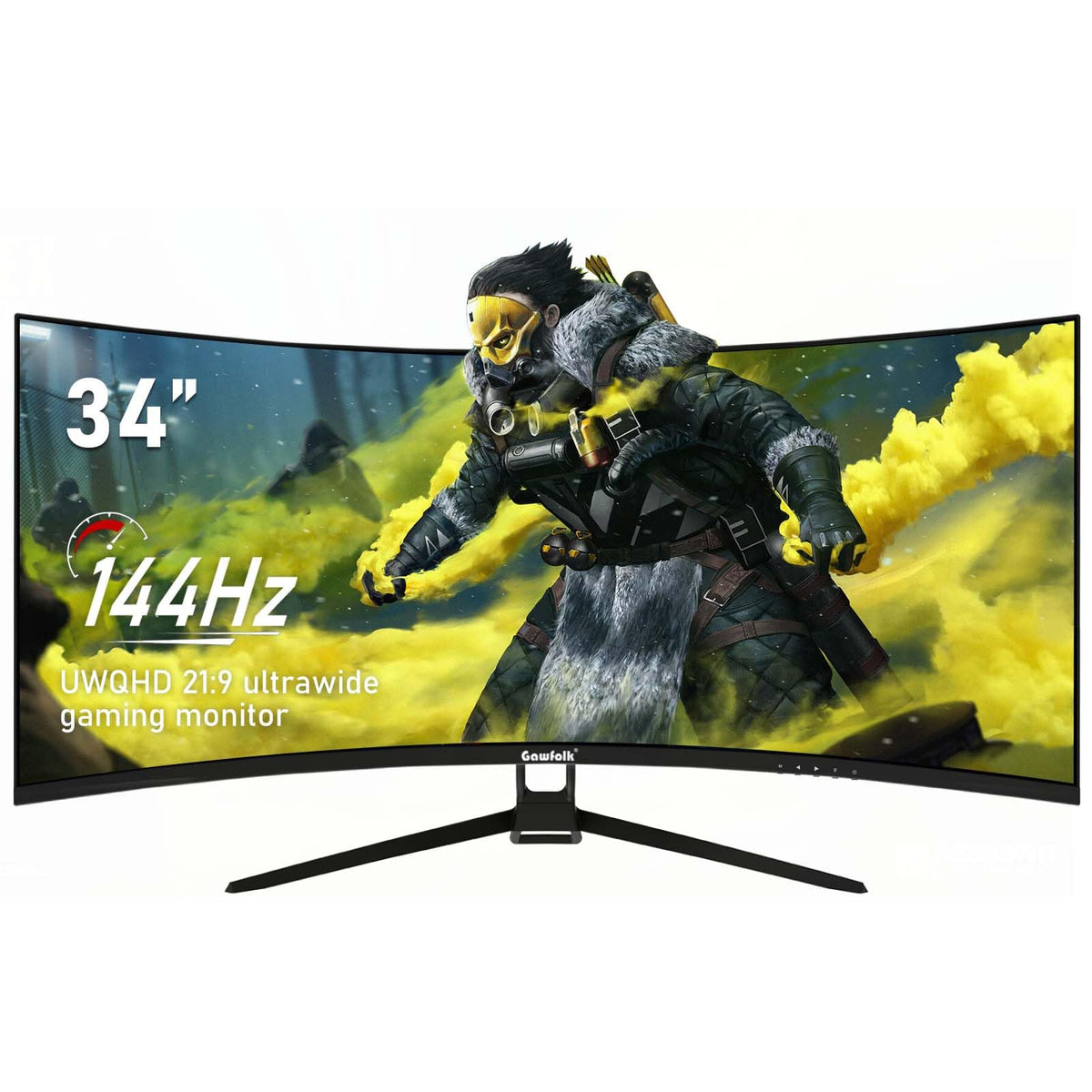 Gawfolk UWQHD 3440x1440 display with sharp details for multitasking.